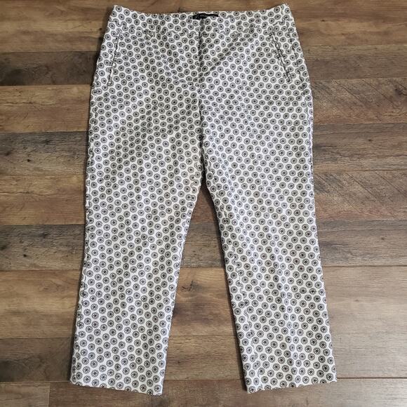 Adrianna Papell High Rise Floral Daisy Cropped Capris Stretch Pants Size 10 - Picture 1 of 11